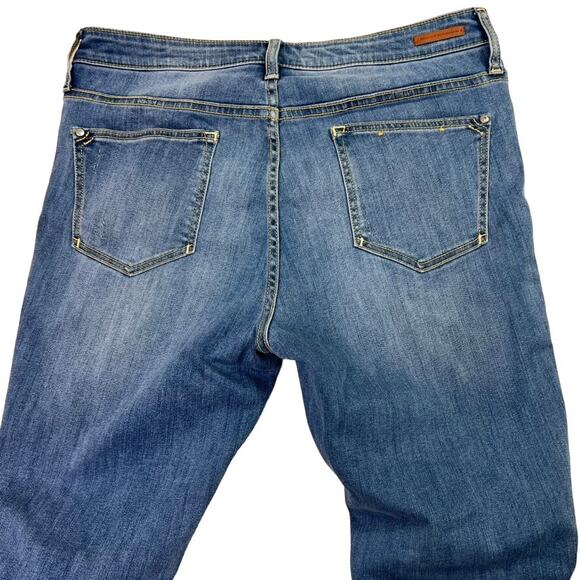 Pilcro and the Letterpress Jeans Womens 32 Blue Script Two Tone Step Raw Hem - Picture 4 of 12